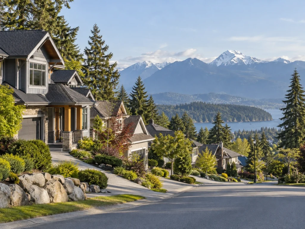 British Columbia residential neighbourhood with mountains
